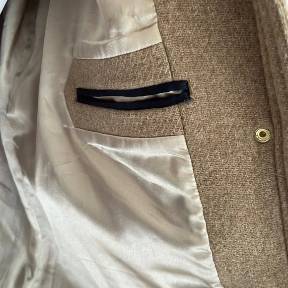 J. Crew Stadium Cloth Tan Wool Coat Jacket Womens Sz 8